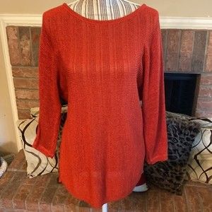 🍁Chicos | Rust/Burnt Orange Spring Sweater | Chico’s Size: 1 ( Medium)